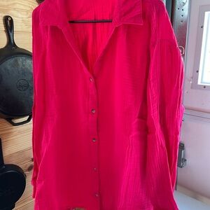 Women's Pink Button-Up Shirt